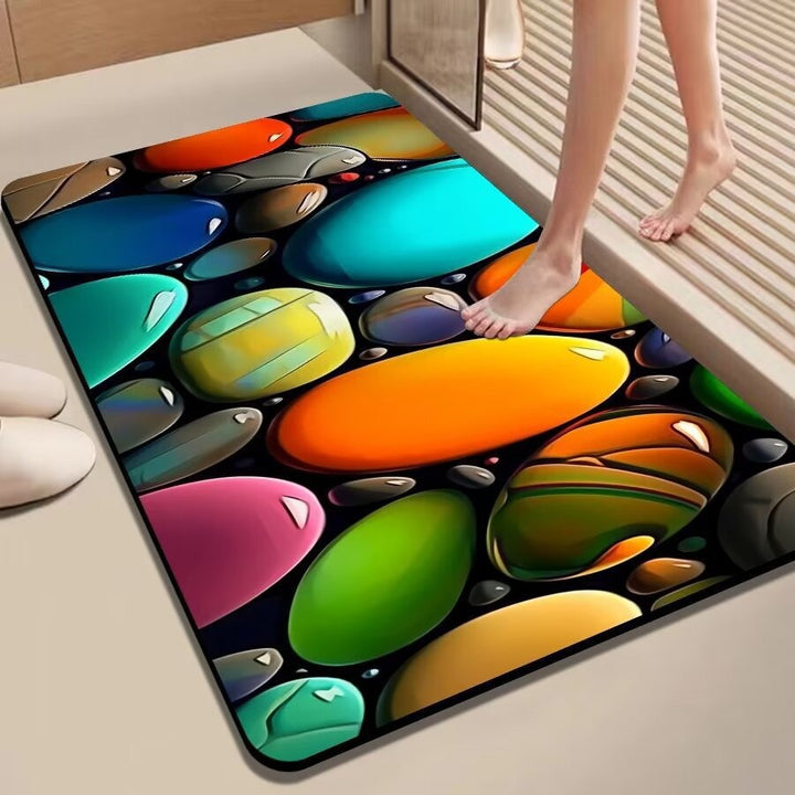 Colorful Pebble-Themed Floor Mat Bowlift