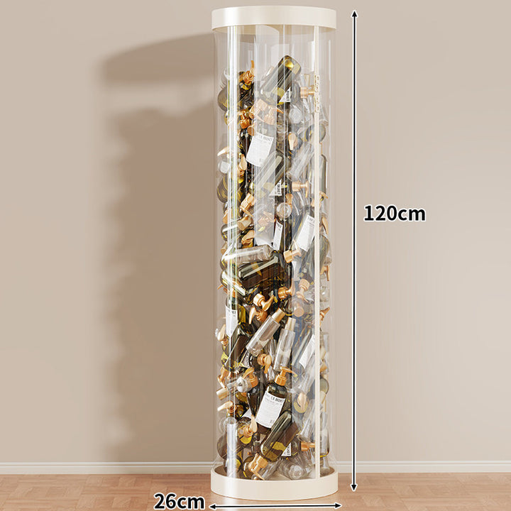Vertical Clear Acrylic Cylinder Tall Perfume Sample Display Case with Removable End Caps