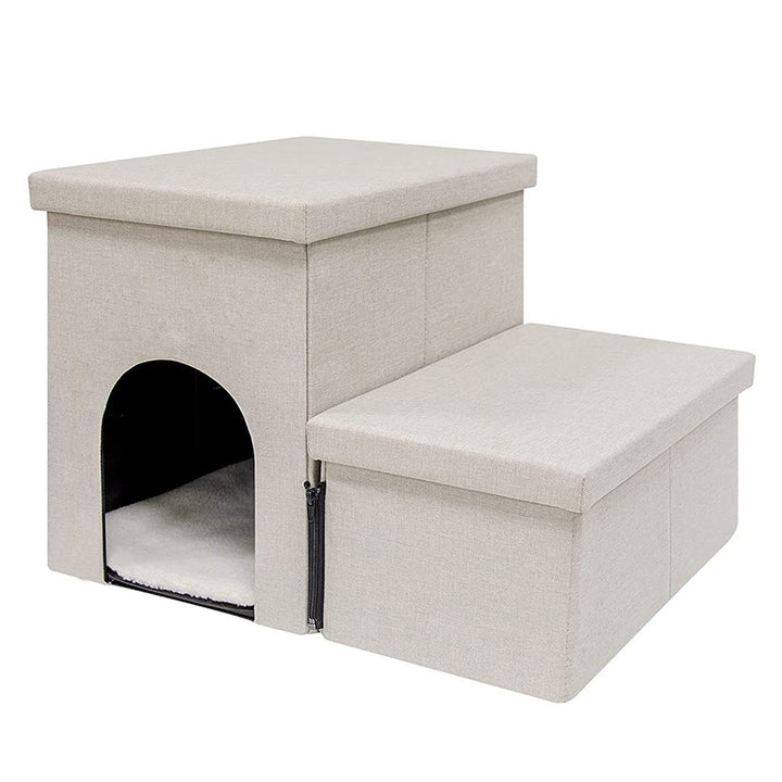 Multi-Level Pet Step Stool with Hideaway Bowlift