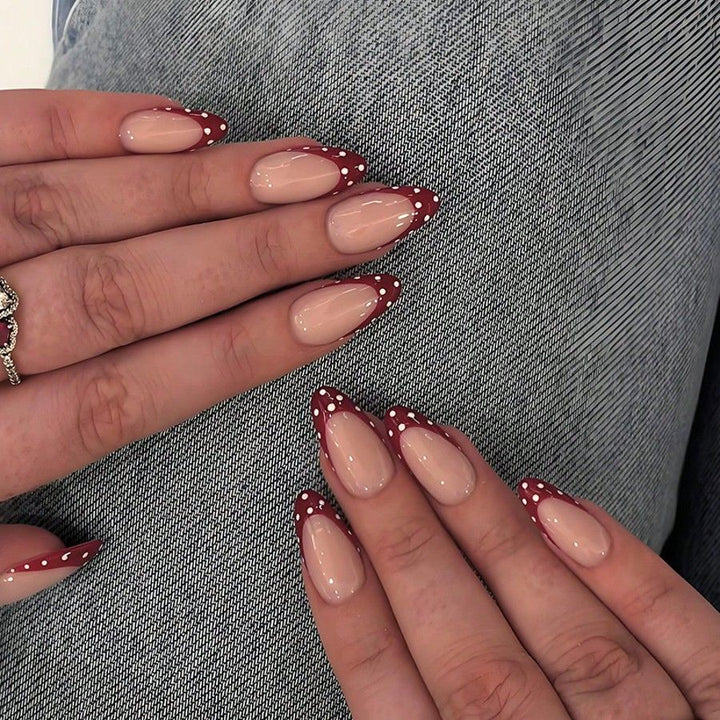 Decorative French Tip Acrylic Nail Enhancements Bowlift