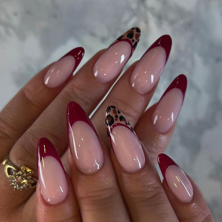 Acrylic nail set with elegant French tip and modern patterns Bowlift