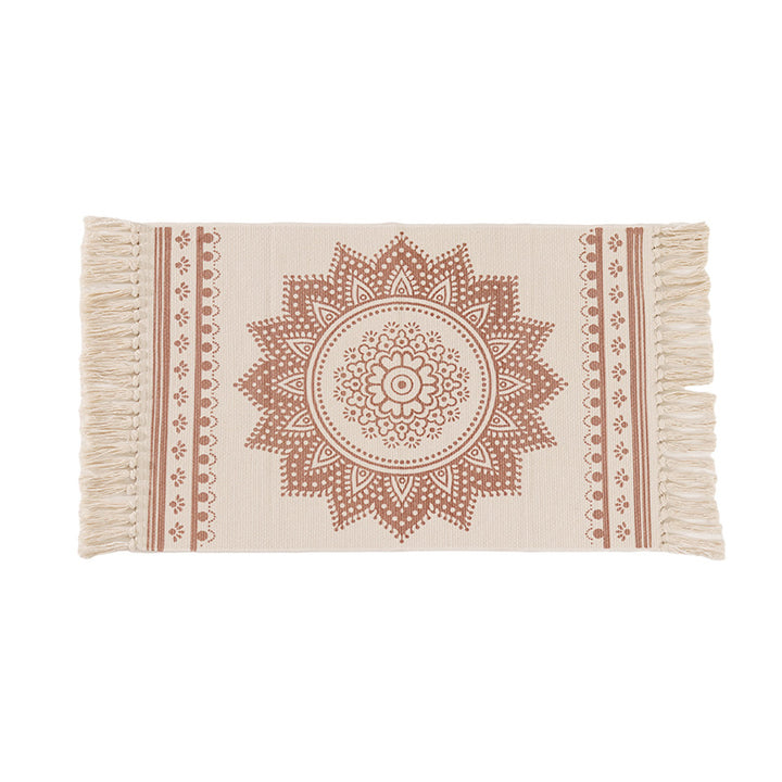 Decorative runner for dining table and console in Boho-Mandala design with fringes Bowlift