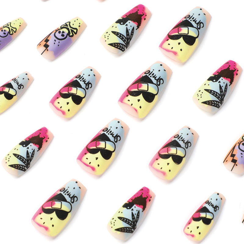 Creative artificial nails with colorful designs Bowlift