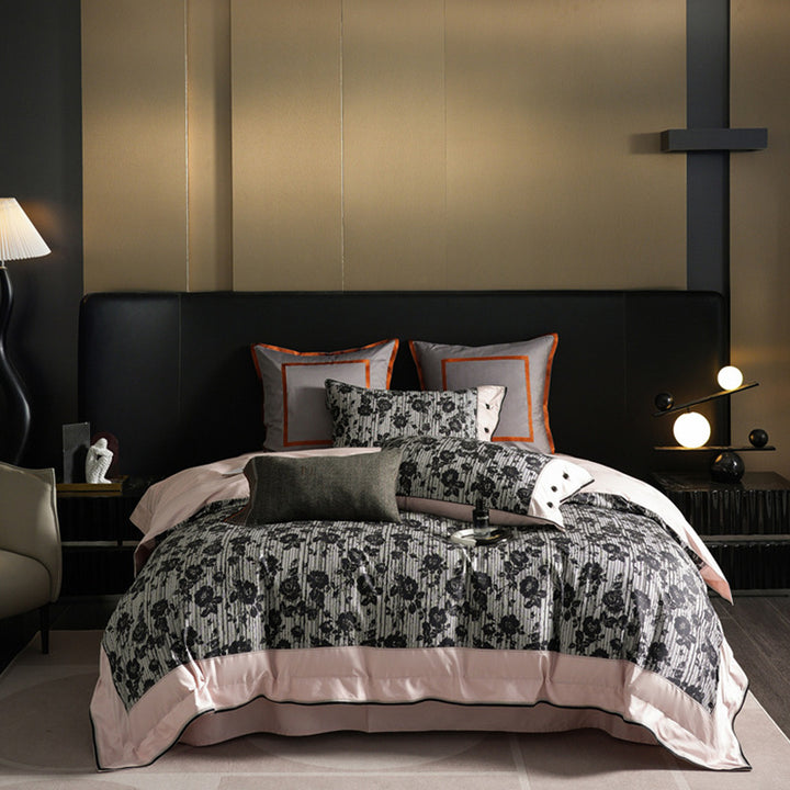 Quilted Floral-Print Comforter Ensemble with Sateen Border & Matching Shams
