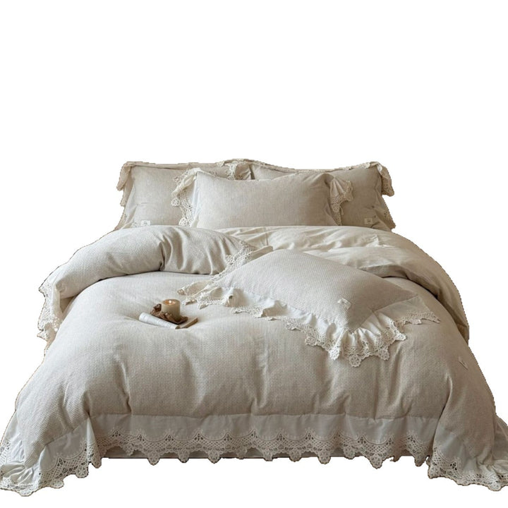 Lace-Trimmed Cotton Duvet Cover Set