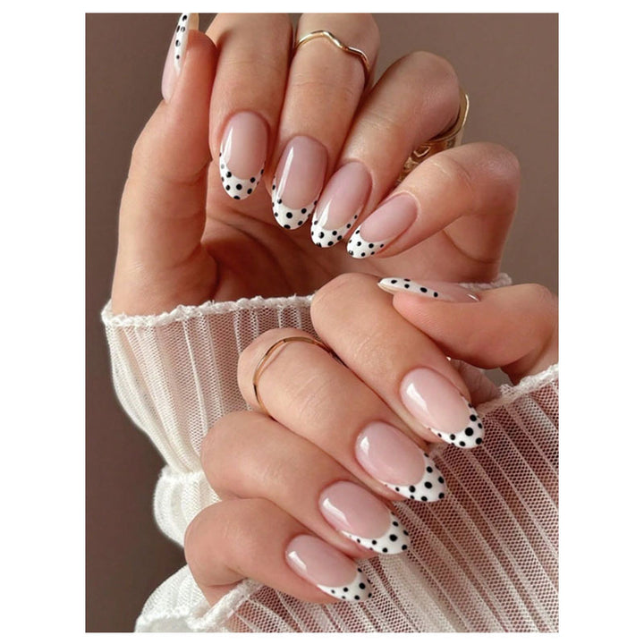 Artificial nail set with circular dots and modern tips Bowlift
