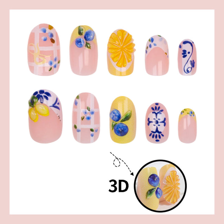 Nail art set with elegant fruit and flower patterns Bowlift
