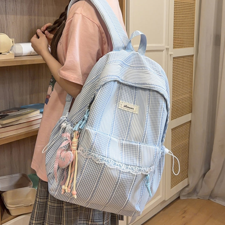 Cute Striped Backpack Bowlift