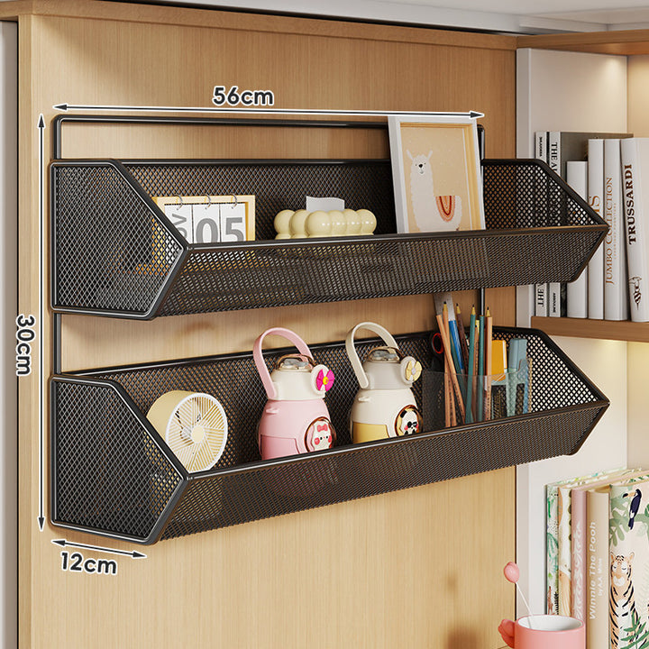 Wall-Mounted Metal Mesh Organizer Shelf