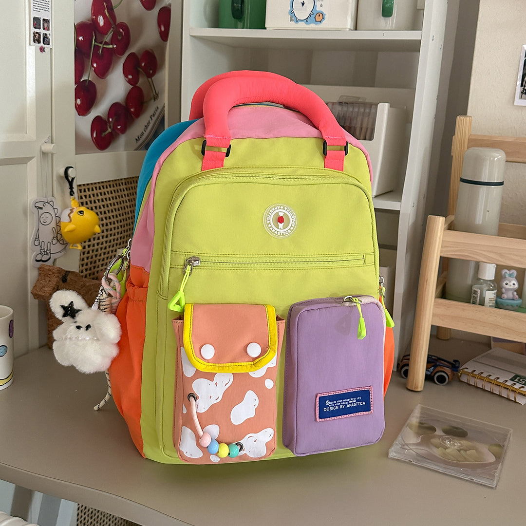 Color Block Multi-Functional Backpack Bowlift