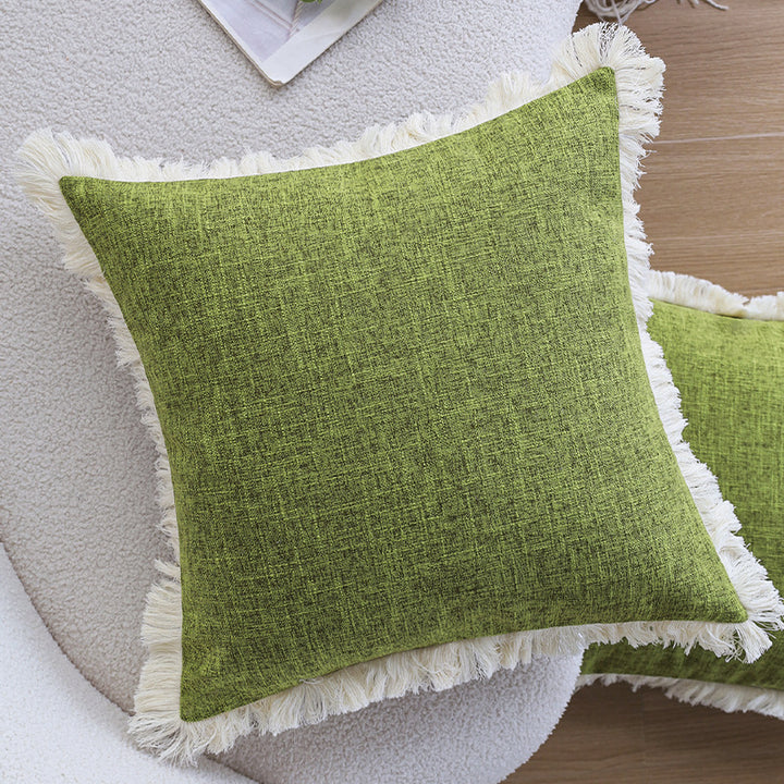 Decorative sofa cushion with woven pompom square structure Bowlift