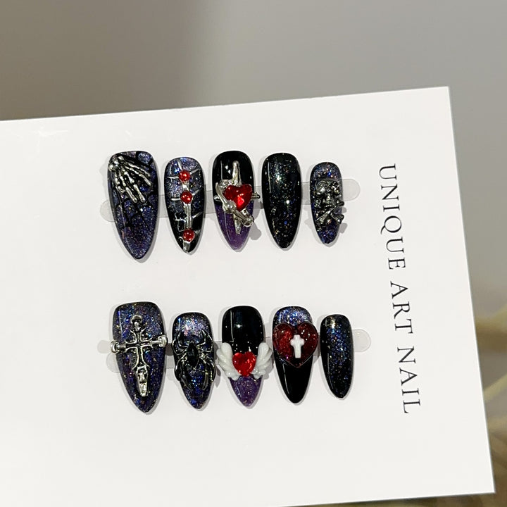 Gothic-Inspired Decorative Press-On Nail Art Set