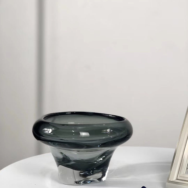Handblown Thick-Glass Pedestal Centerpiece Bowl Bowlift