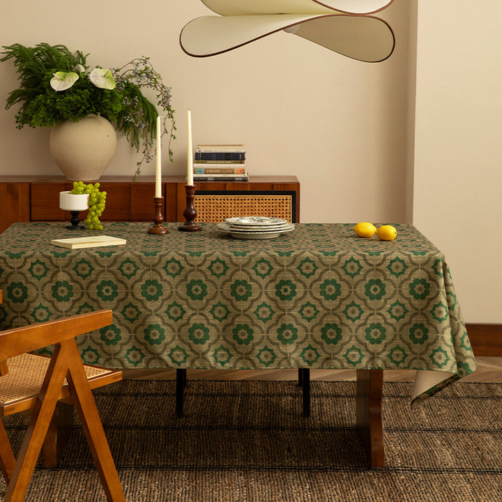 Rectangular tablecloth made of cotton-linen blend with ornamental jacquard structure Bowlift