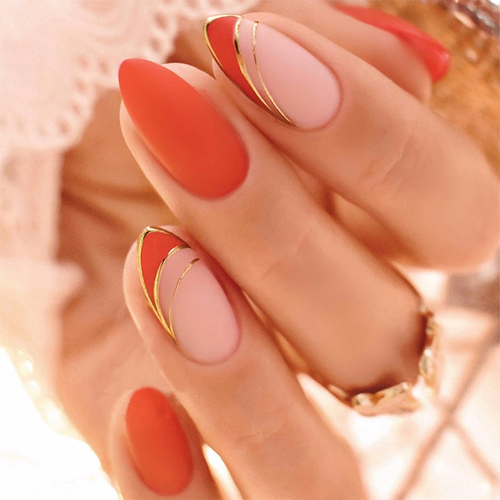 Artistic Press-On Nail Set with Elegant Design Bowlift