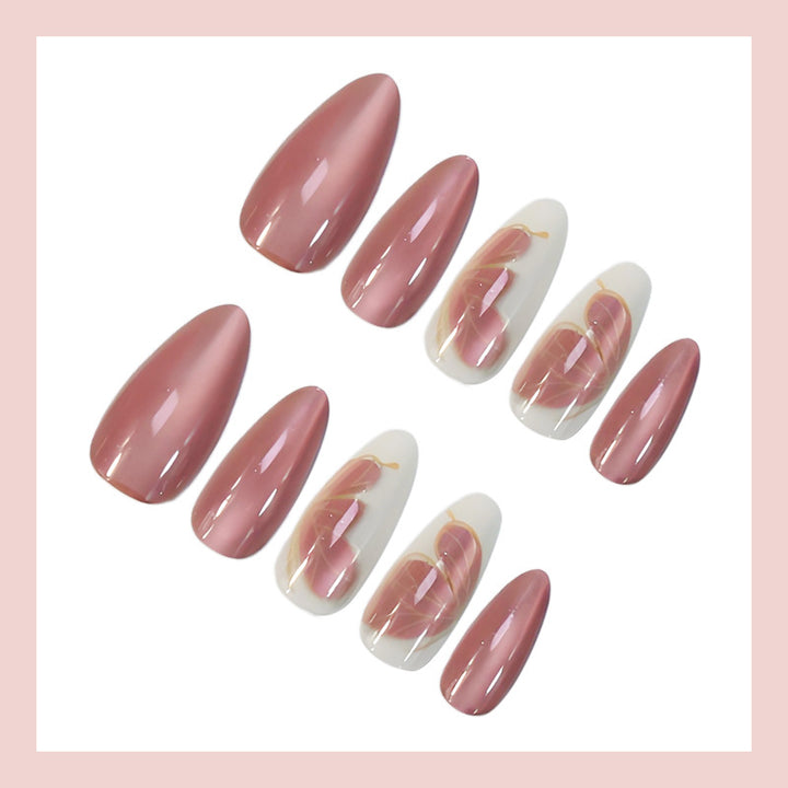 Artificial Nail Set with luxurious, floral-patterned designs Bowlift