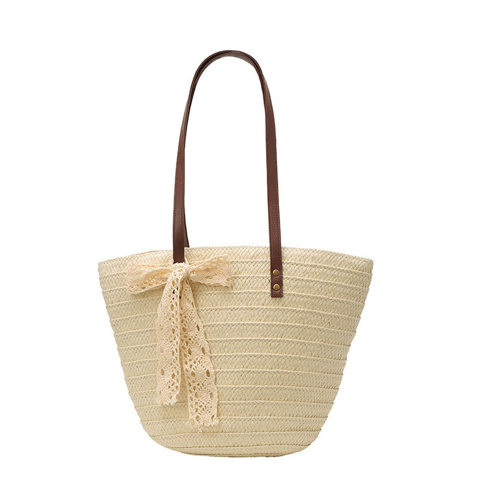 Woven Straw Beach Tote Bag