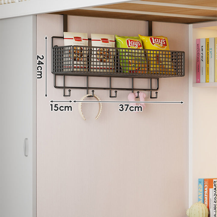 Stacked Mesh Grid Storage Baskets with Over-Shelf Hooks for Pantry Bathroom Kitchen
