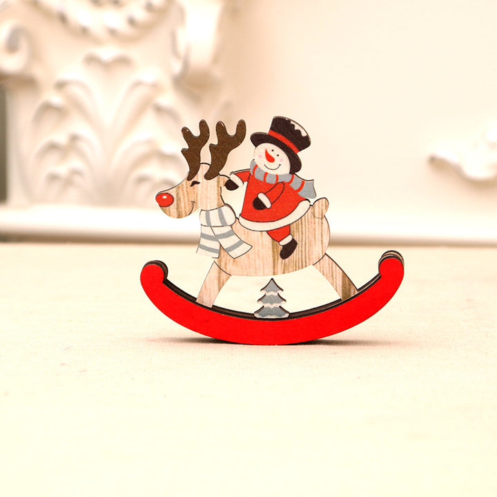 Decorative Wooden Reindeer and Snowman Figurine Bowlift