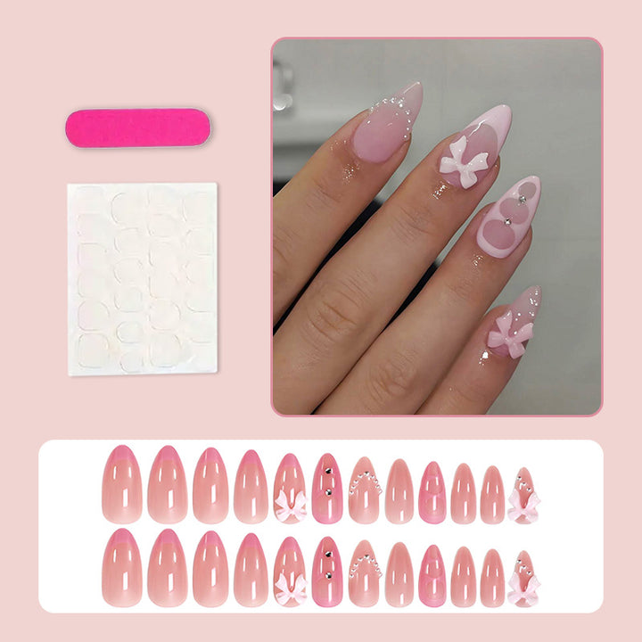 Artificial nail set with elegant 3D decorations Bowlift
