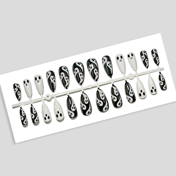 Ghost-Themed Press-On Nail Art