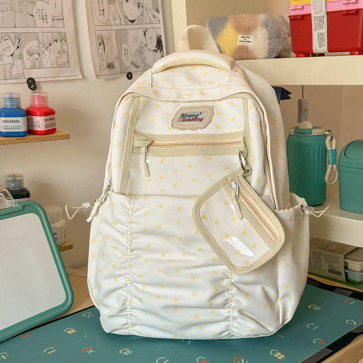 Stylish Multi-Pocket Backpack with Star Accents Bowlift