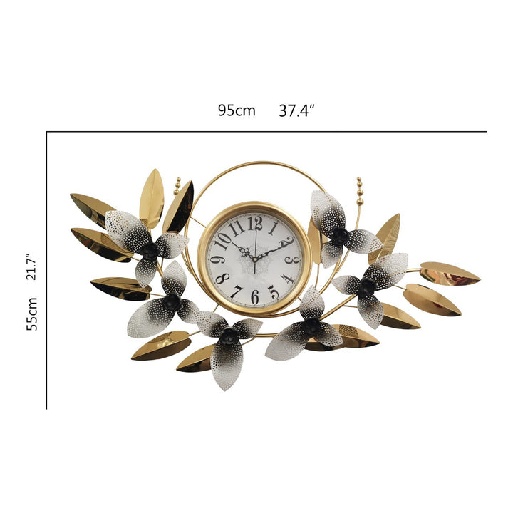 Decorative Metal Floral Wall Clock Bowlift