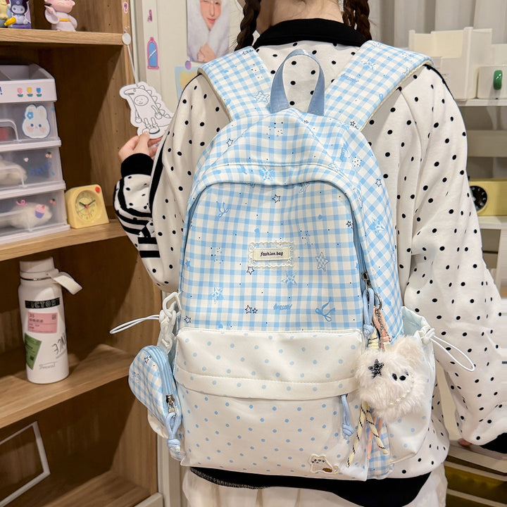 Stylish Checks Print Casual Backpack Bowlift