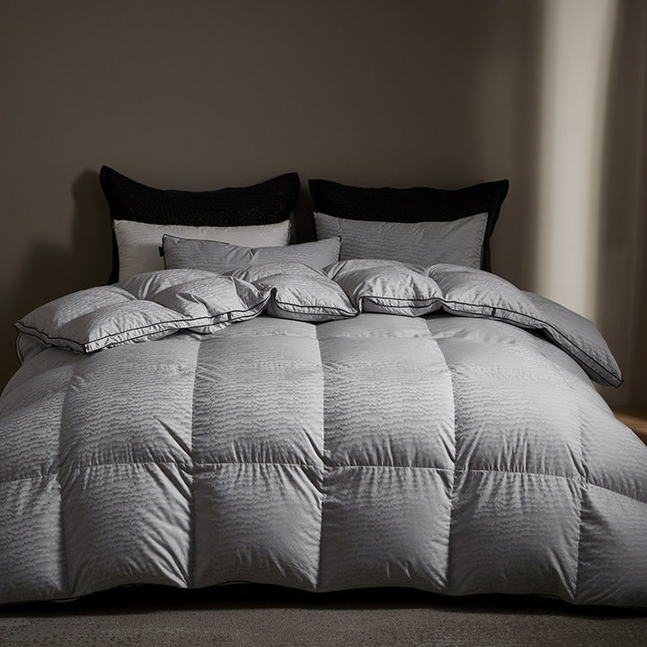 All-Season Box-Quilted Down-Alternative Comforter Set with Microfiber Sateen Shell & Piped Edge