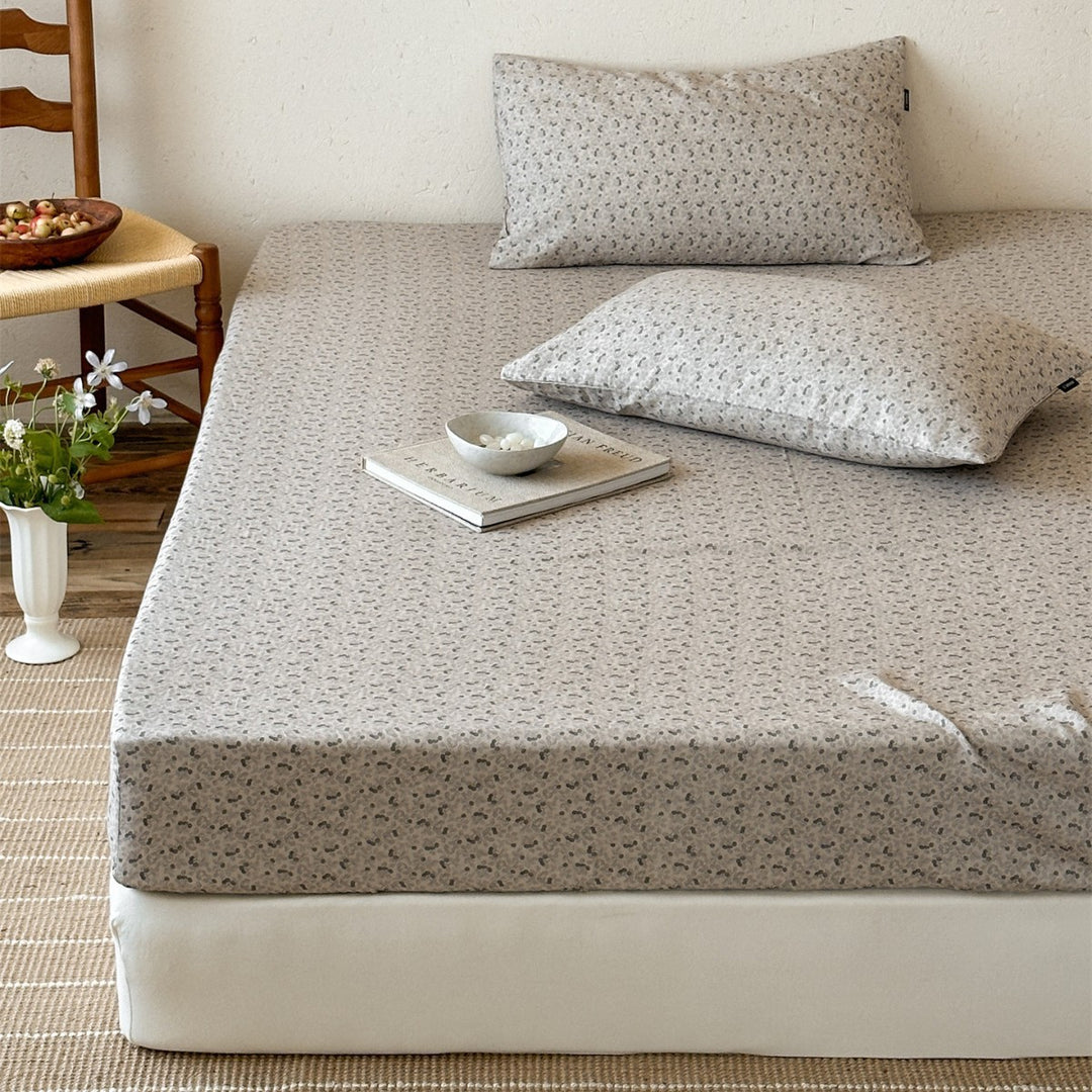 Printed Cotton Percale Fitted Sheet and Pillowcase Set