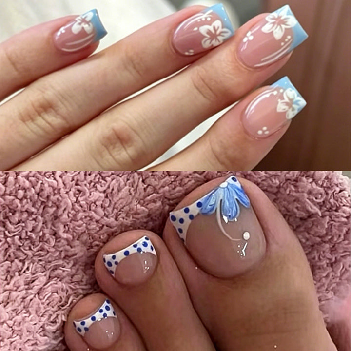 Artificial nail set with decorative flower and spring motifs Bowlift