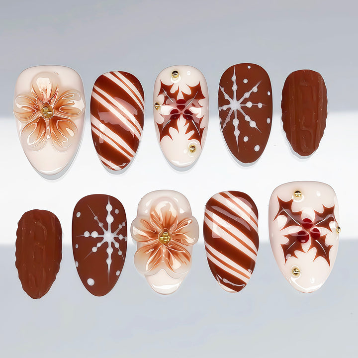 Festive Holiday Press-On Nail Art Set