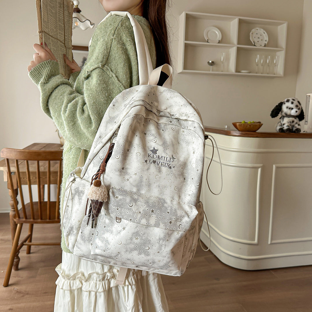 Stylish Starry-Print Backpack Bowlift