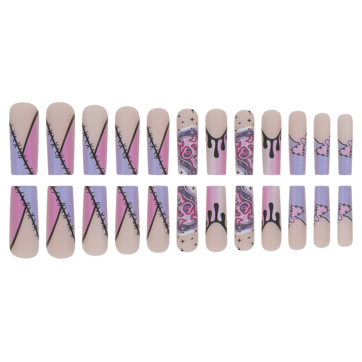 Artistic Stiletto Press-On Nails with Unique Graphic Design Bowlift