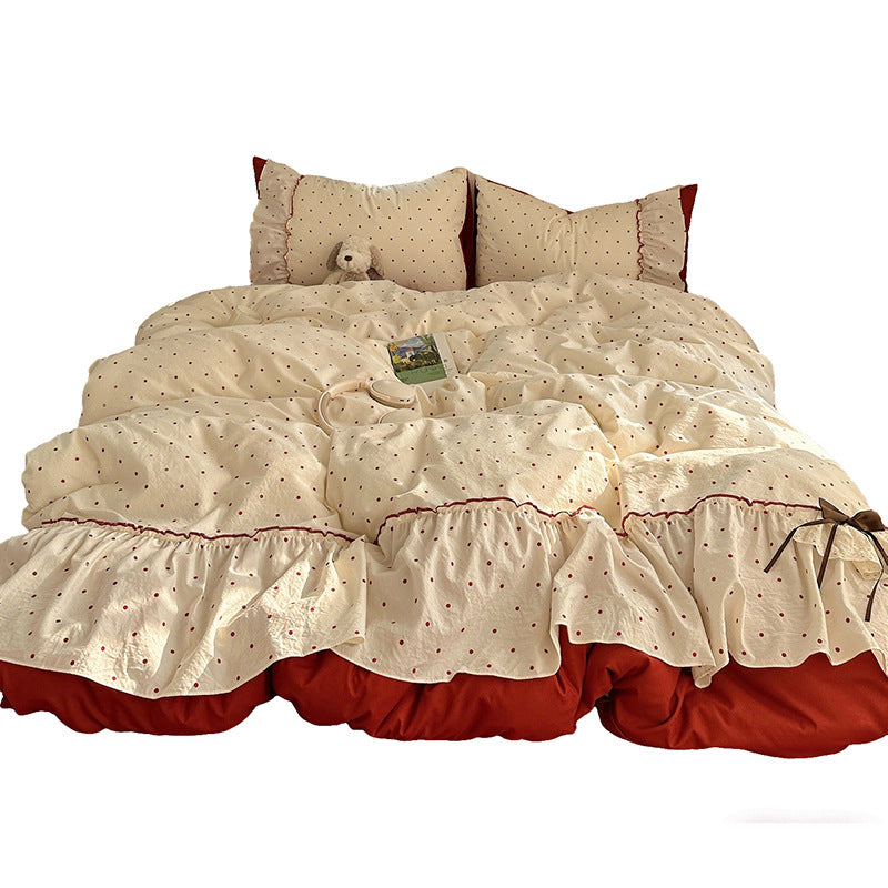 Premium Floral Ruffled Duvet Cover Set