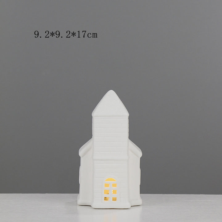Ceramic House-Shaped Decorative Lantern Bowlift