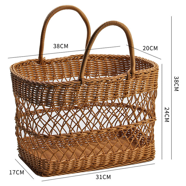 Unisex Handwoven Shopping Basket with Two Handles Bowlift