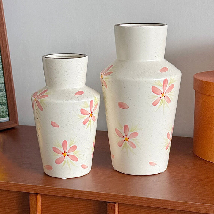 Floral-Decorated Ceramic Flower Vase
