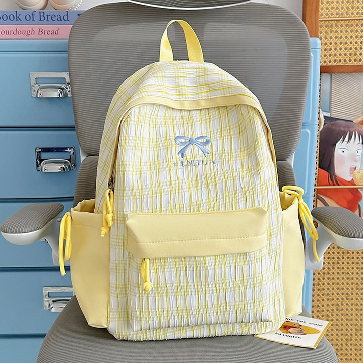 Checked Patterned Casual Backpack Bowlift