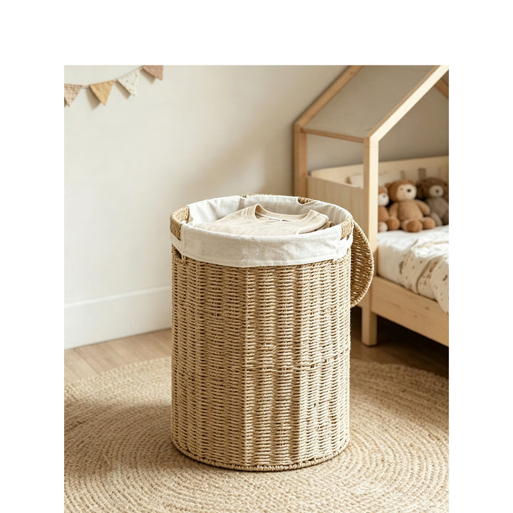 Stylish laundry basket made of natural material Bowlift