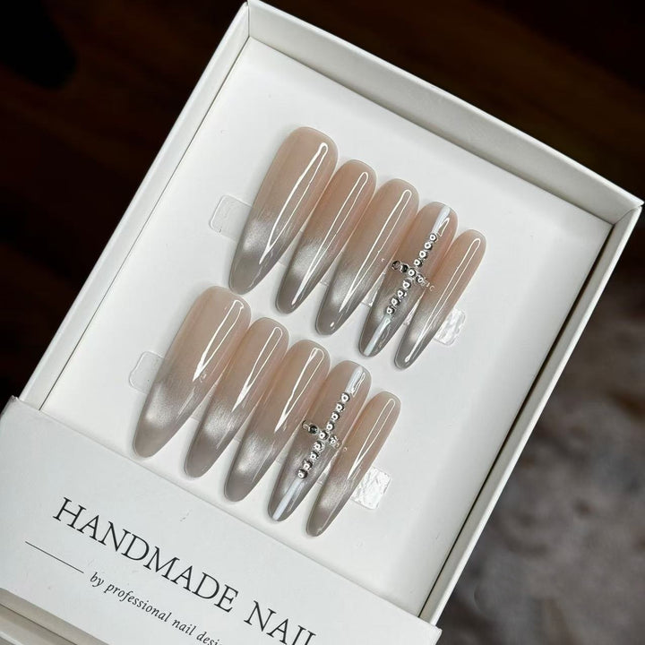 Decorative Press-On Nail Set with Ombre Finish