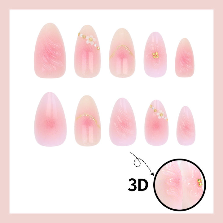Acrylic nail set with delicate flower and ombre designs Bowlift