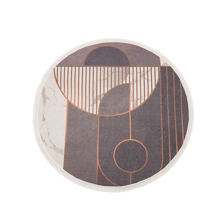 Round Decorative Living Room Carpet with Modern Geometric Pattern Bowlift