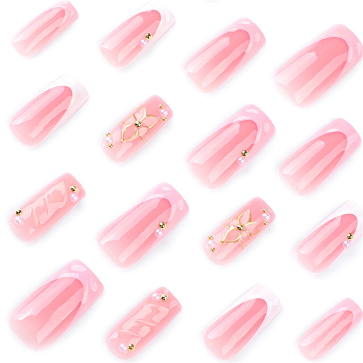 Elegant Floral Acrylic Press-On Nails Bowlift