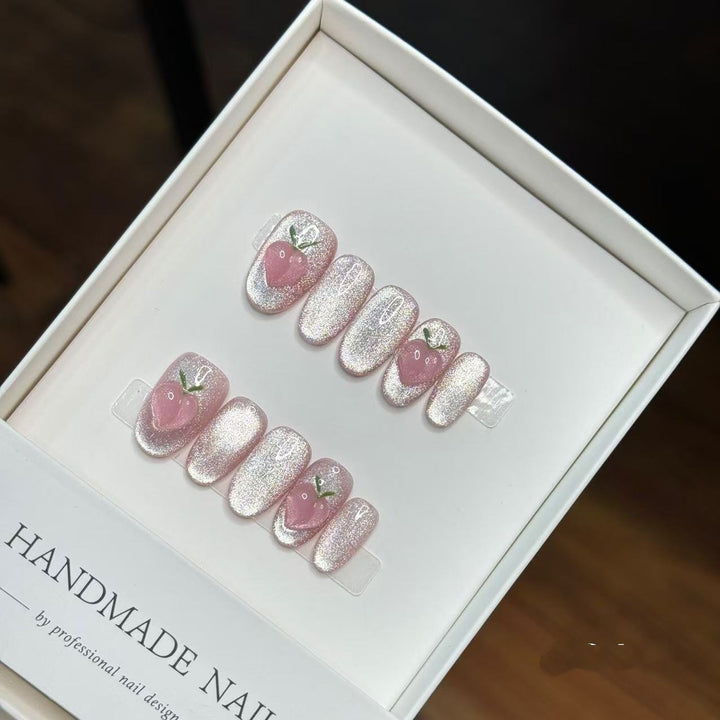 Elegant Strawberry Themed Press-On Nails