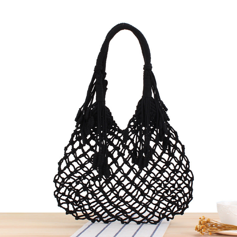 Macrame Tote Bag with Inner Pocket Bowlift
