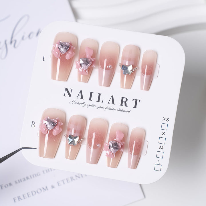 Artistic Floral and Gemstone Press-On Nails Bowlift