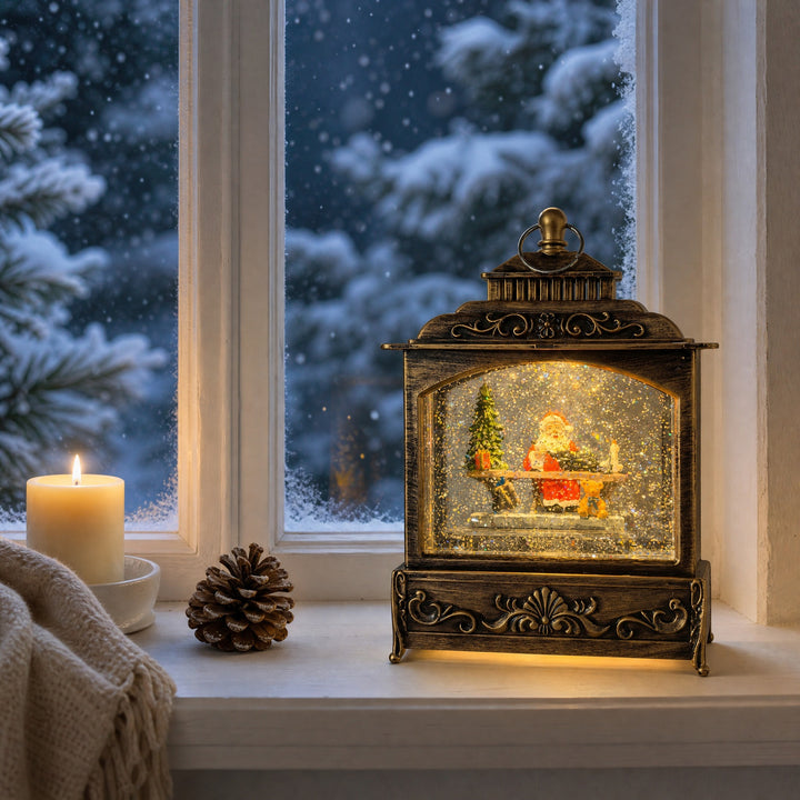 Illuminated Holiday Snow Globe Lantern