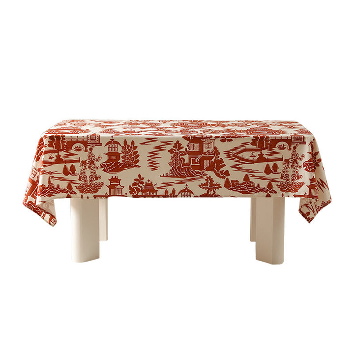Rectangular wipeable tablecloth in semicircle jacquard with easy-care coating Bowlift