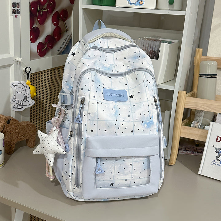 Star-Patterned Multi-Compartment Backpack Bowlift